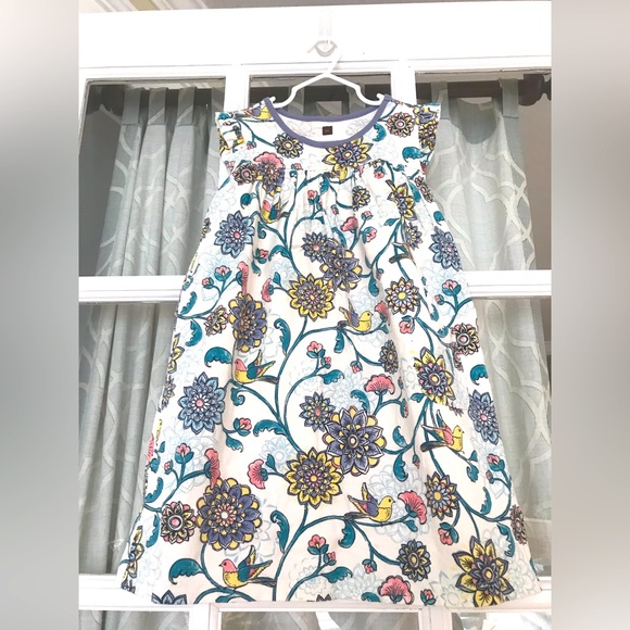Tea Collection size 6 flutter sleeve dress in 100% cotton birds, floral NWOT - Picture 1 of 5